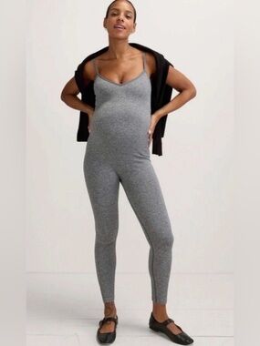 Hatch The Body Rib Unitard Maternity In Grey,Size M,Stretch